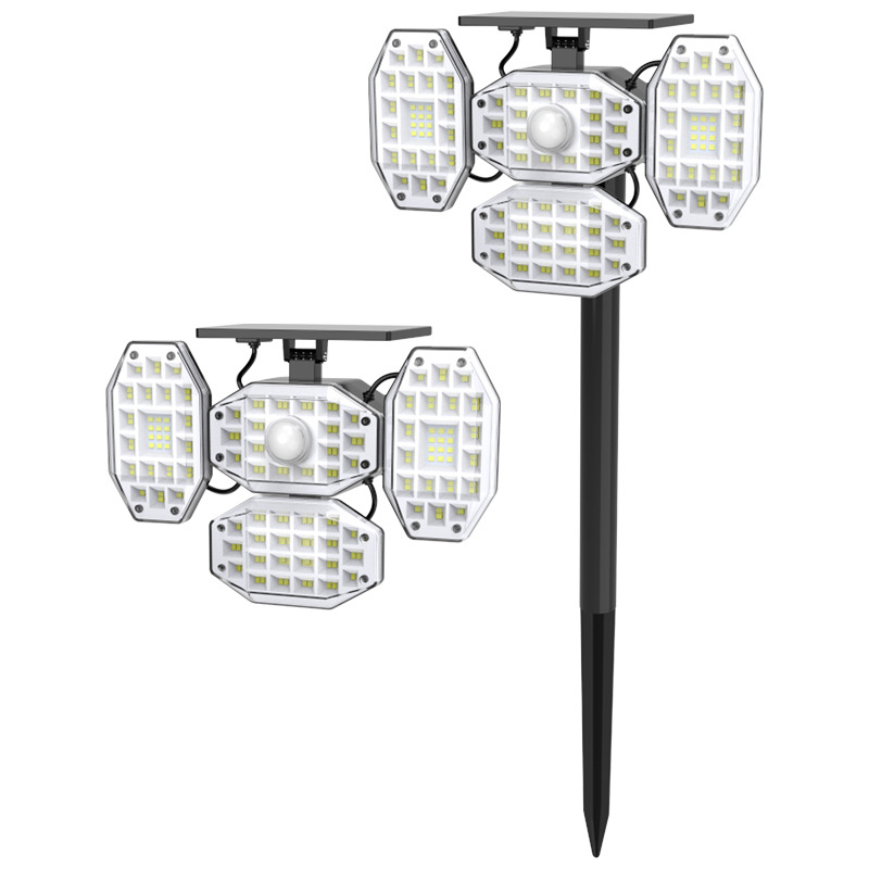 Lámpara solar lámpara de jardín al aire libre hogar transfronteriza nueva lámpara de pared de cuatro lados jardín inducción control remoto LED lámpara de césped