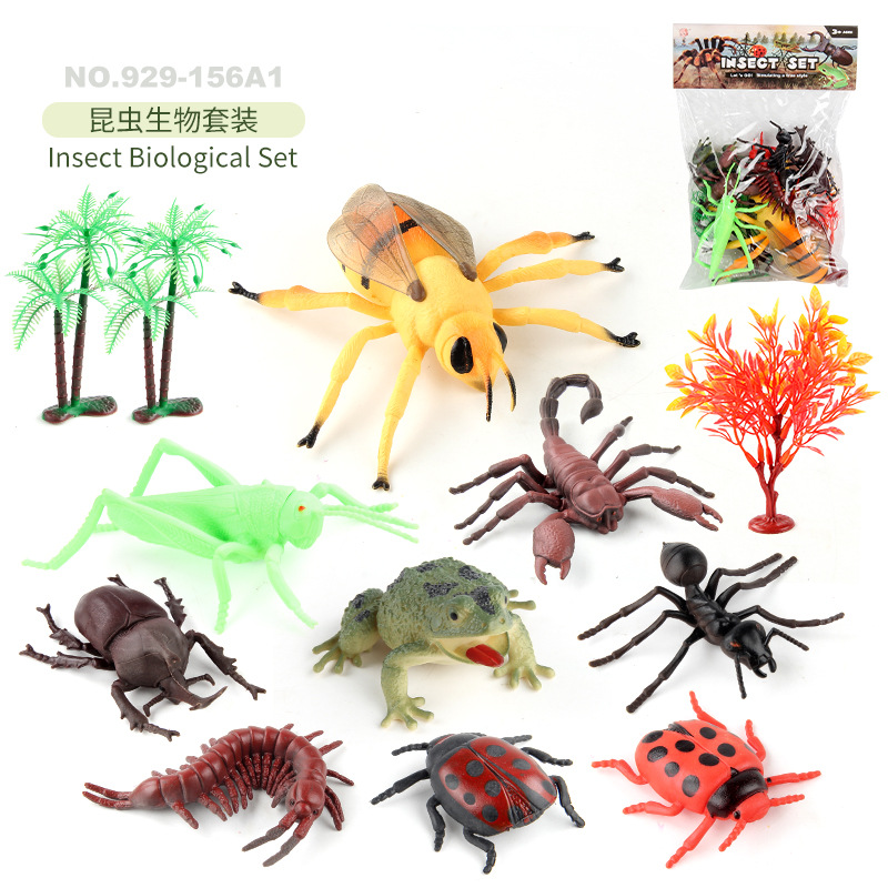 Transfronteriza simulación mini insecto biológico modelo saltamontes araña escarabajo hormiga rana estática decoración traje de juguete