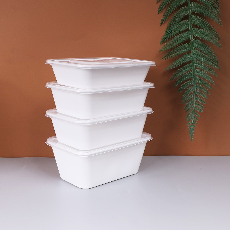 Fiambrera desechable Fiambrera de plástico rectangular para llevar vajilla comida rápida tazón de sopa grueso con tapa caja de embalaje plato