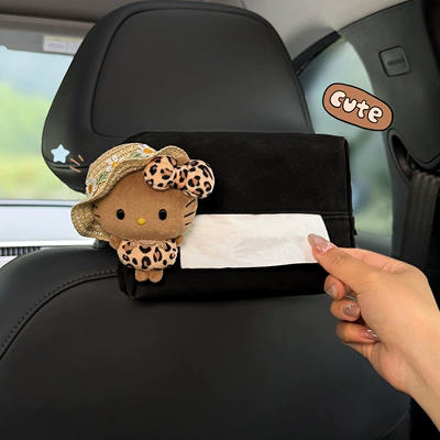 New Kitty car tissue box for the front and back seats, cute tissue hanging bag for the car interior for women