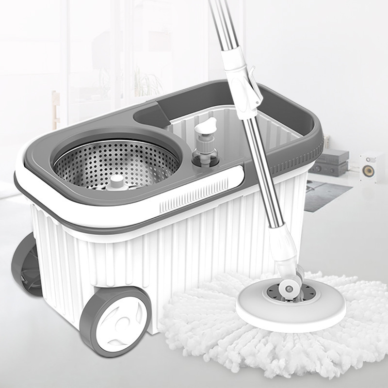 Wholesale Enlarged Roller Dual-Drive Spin-Drying Hand-Washable Mop Bucket Replacement Head Water-Absorbing Rotating Mop Can Squeeze Water