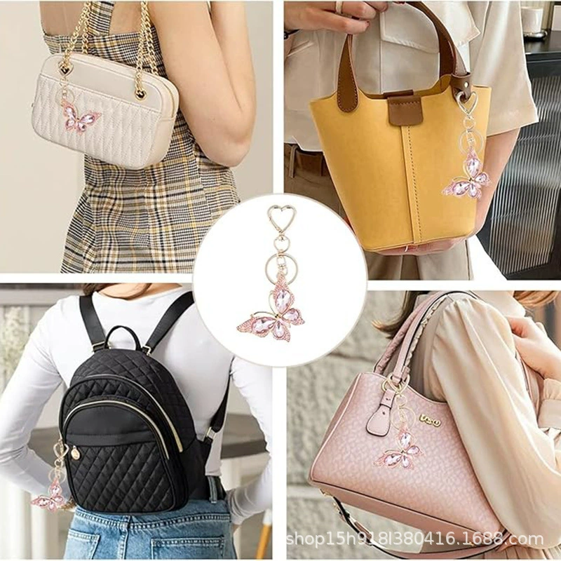 Diamond keychain, pendant for keys, cute chain, key bag with zipper, accessory
