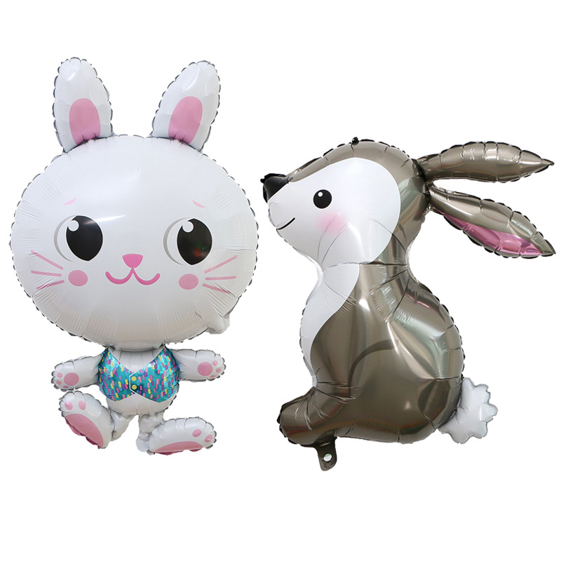 跨境热卖 复活节兔子铝膜气球 happy easter派对装饰卡通兔子气球