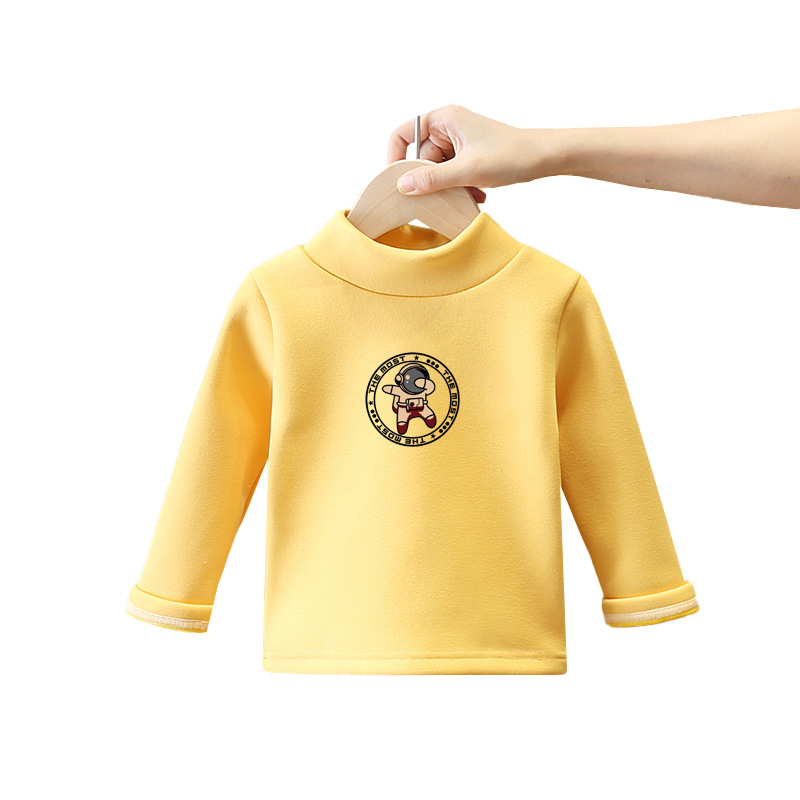 Bebé que basa la camisa de terciopelo versátil niños y niñas medio cuello alto de manga larga Camiseta superior Otoño e Invierno ropa interior térmica de los niños image 6