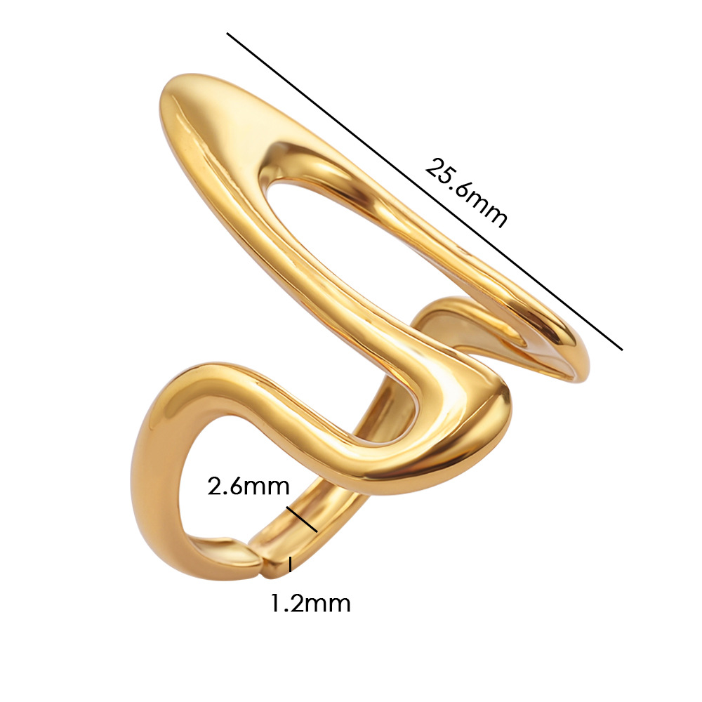 Anello a onde geometrico a tre strati anello aperto impilabile_voghion.com
