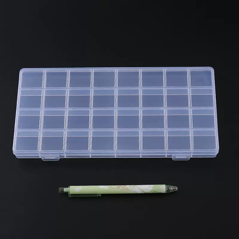 固定分格透明分装盒电子零件五金耳钉美甲饰品塑料防尘收纳盒批发