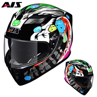 Ais Motorcycle Helmet Men's Retro | Motosiklet kaskı (dəbilqə) - gambling-king-clown-with-transparency-m