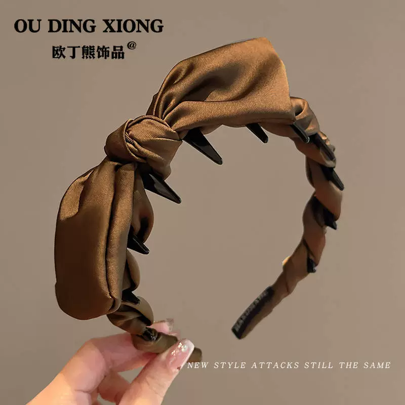 Ободок (OU DING XIONG) с бантом, высокий верх, мягкая набивка, заколки для умывания