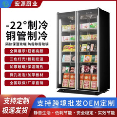 業務用冷凍展示棚急凍肉類ドリアン牛肉アイスクリームスーパー縦型冷凍庫シングルガラス扉冷凍庫