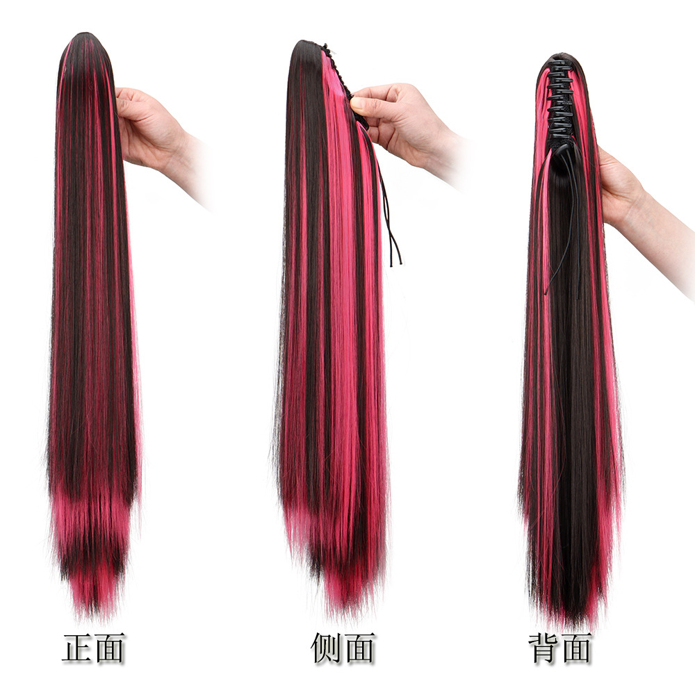 Peruca de comercio exterior de cola de caballo mujer gran clip de agarre colorido pinch