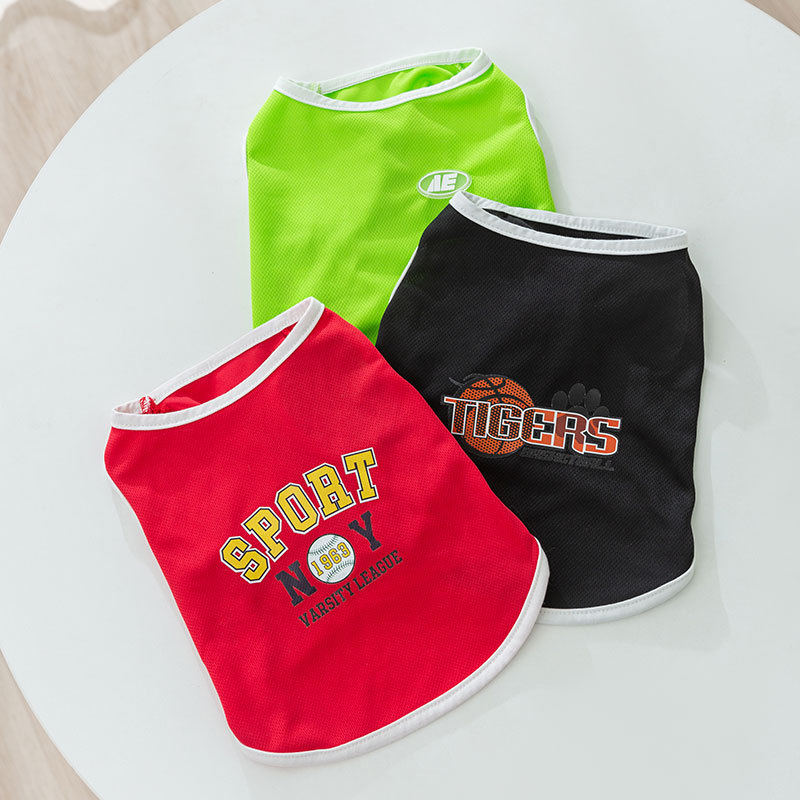 Bulldog perro mediano y pequeño perro mascota ropa de baloncesto de dos patas Perro verano francés cubo transpirable ojo de pájaro Chaleco de tela