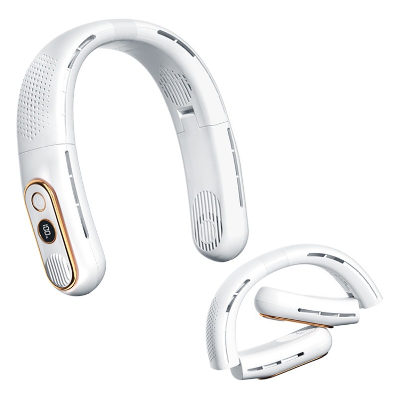 Ventilador de Cuello Portátil 2023, Plegable, Recargable por USB, con Pantalla Digital, Mini Ventilador de Mano para Exteriores