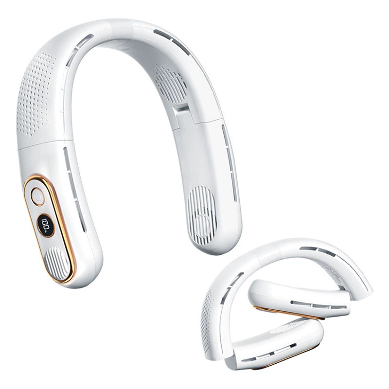 2023 трансграничный новый стиль подвесной шейный вентилятор складной USB-зарядка цифровой дисплей ручной уличный портативный мини-вентилятор