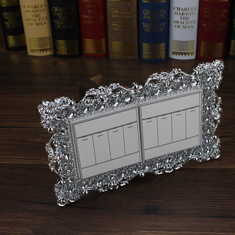 European-style classical full diamond switch cover rose edge switch sticker 86 type 90 type double switch protector plug sticker