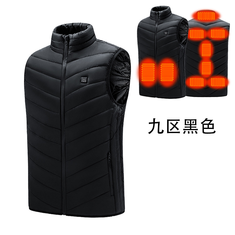 Transfronterizo nuevo Distrito 9 calefacción hombres y mujeres calefacción chaleco invierno cálido inteligente carga calefacción chaleco fábrica al por mayor