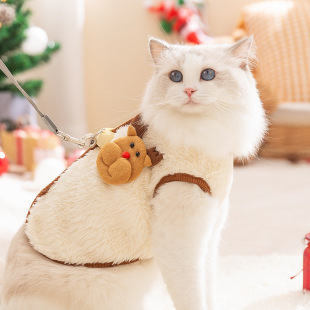 Christmas elk sleeveless cat fleece autumn and winter thick warm ins style vest hairless cat pet clothes