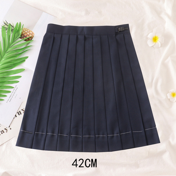Solid color student pleated skirt