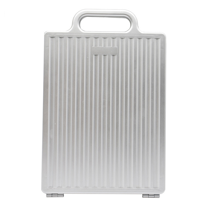 Peluquería plegable material de aluminio de doble cara de maquillaje salón de pelo hogar espejo retrovisor cuadrado blanco rayado espejo de doble cara