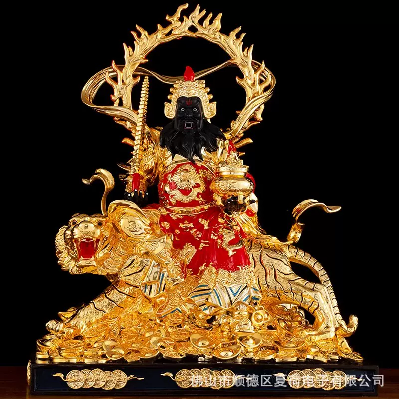 台湾纯铜赵公明鎏金武财神爷骑虎五路财神像店铺开业佛像招财摆件