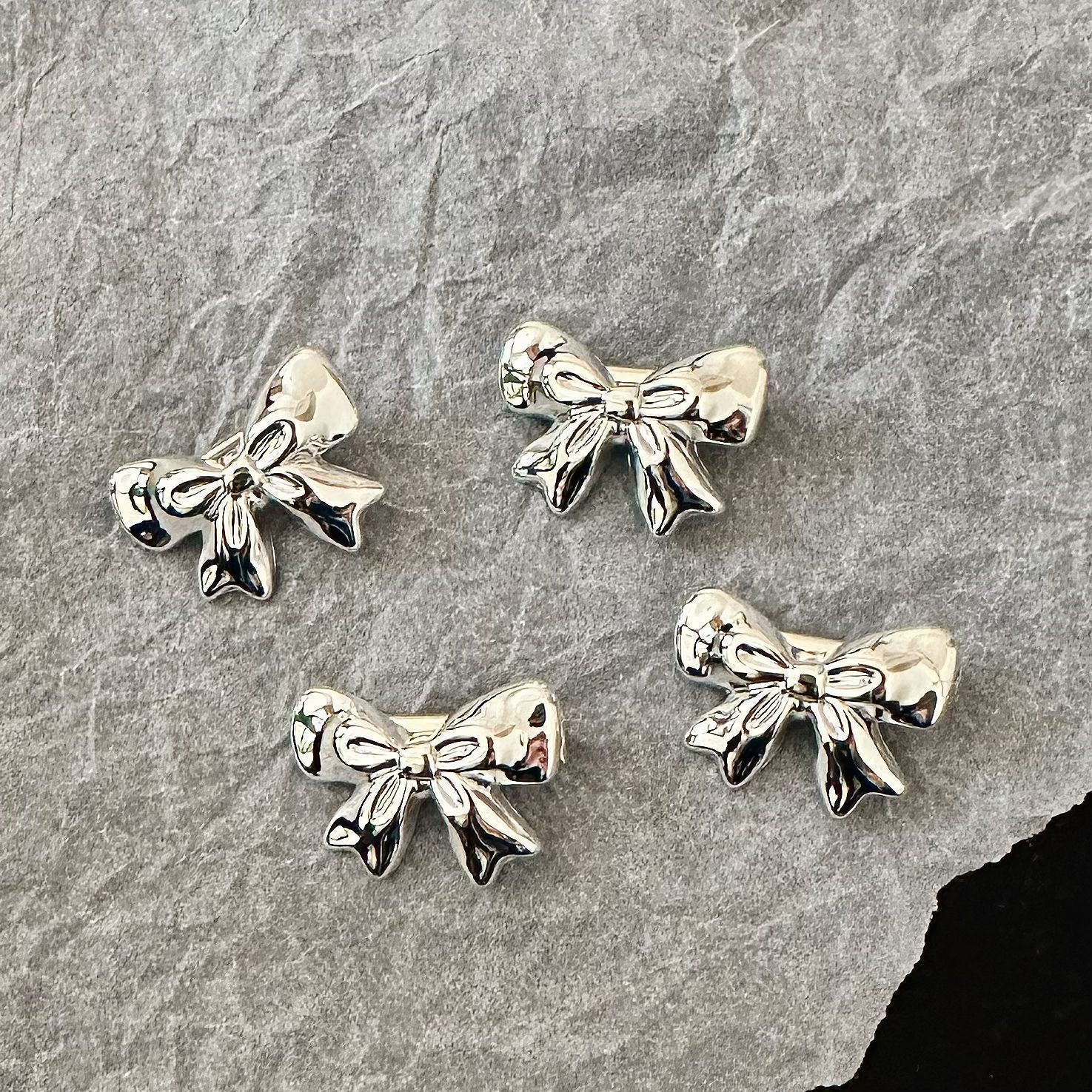 Simple silver Bow Hairpin Spring Style Fresh Fashion Student's Front Bangs Duckbill Clip Hairpin Jewelry