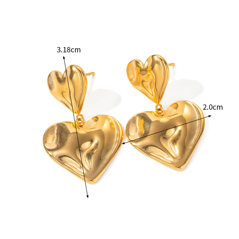 1 Paire Rétro Forme De Cœur Métal Boucles D'oreilles display picture 4