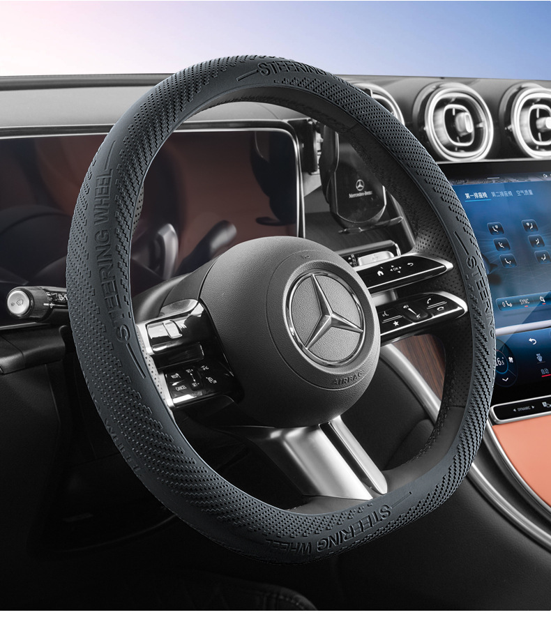Car Steering Wheel Cover Food Grade Liquid Silicone Ultra-Thin Anti-Slip Dust-Proof Anti-Sweat Ice-Feel Handle Cover Universal for All Seasons