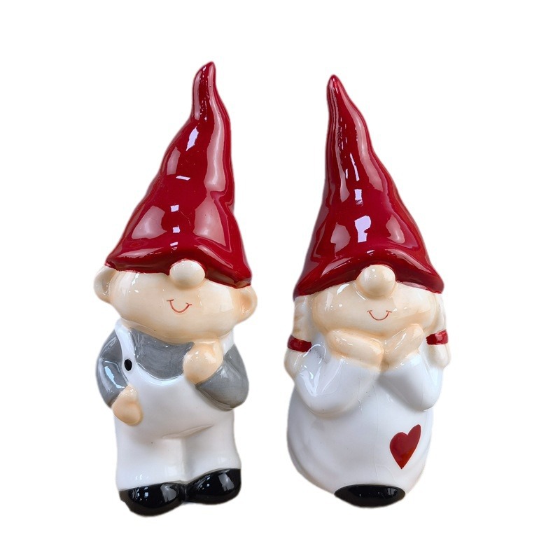 Decoraciones navideñas transfronterizas candelabres de duendes cerámicas luminosas escritorio viejo muñeco de nieve alce decoración de escritorio regalo