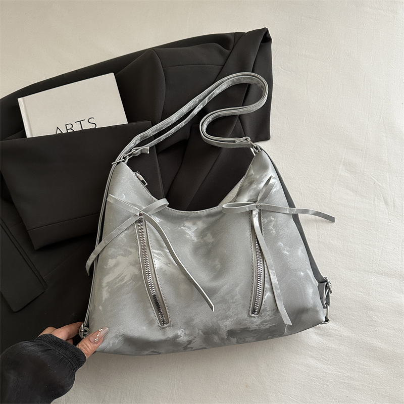 Bolsa de hombro retro suave pitot bolso arco 2025 nueva moda moda coreana bolsa de hombro de gran capacidad casual