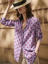 纯原单正品EQ新款真丝沙洗紫色波点衬衫女上衣杭州原厂女装大牌