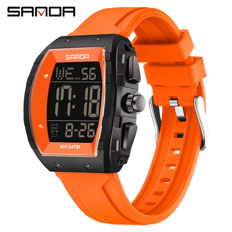 Sanda reloj a prueba de agua para hombres y mujeres juveniles reloj deportivo multifuncional luz nocturna cuenta atrás dos relojes electrónicos de tiempo