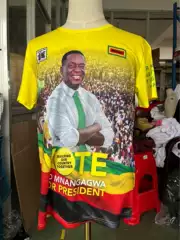 African Congo Black Man Portrait Election Shirt Full Sublimation Blank Fabric Print T-Shirt President Campaign Canvassing
