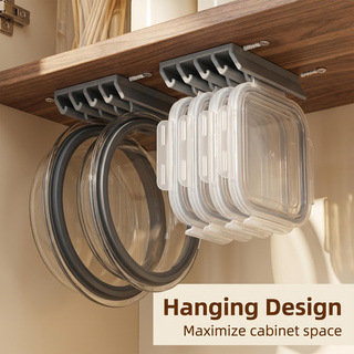 Cross-Border Hot-Selling Product: Plastic Lid Storage Rack for Lunch Boxes, Wall-Mounted Multi-Slot Hook