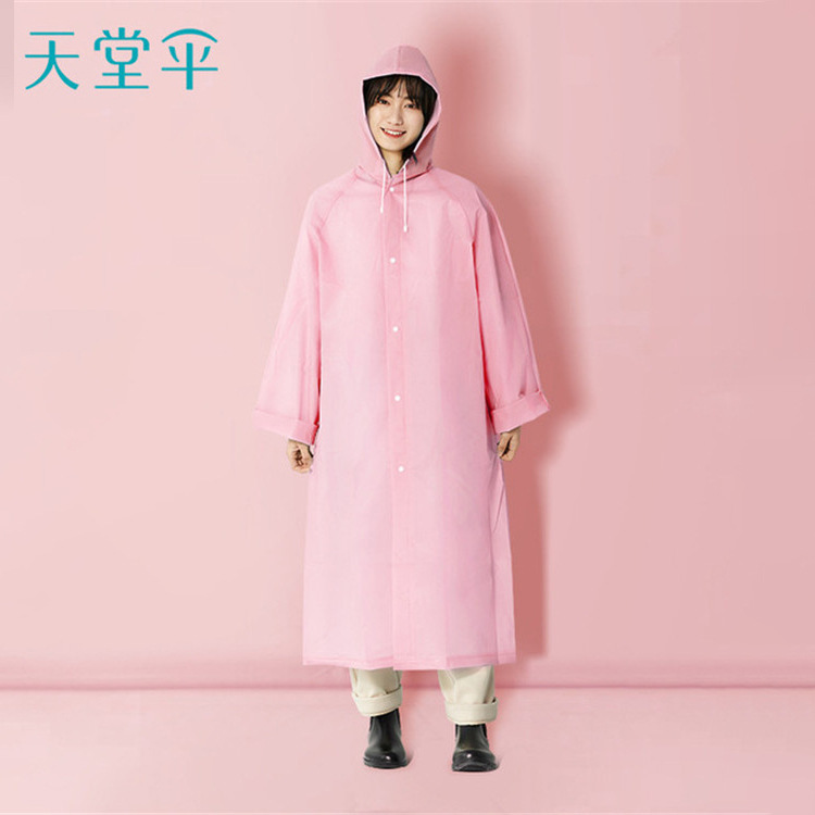 Genuine Paradise Single Raincoat PVC Outdoor Hiking Poncho Solid Color Windproof Full Body One-piece Raincoat Printable logo