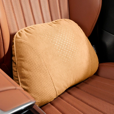 Headrest — Honda and General Car Pillows - s-type-suede-amber-brown-waist-support-1-piece