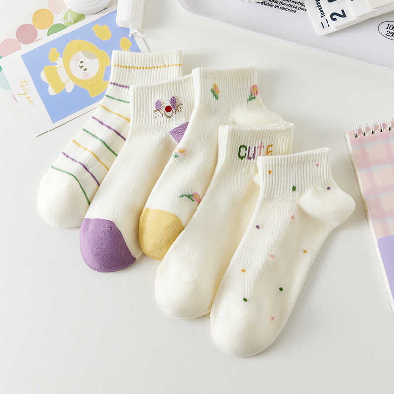 Socks women's socks sports Japanese cute cartoon low-top college style women's socks student low-cut invisible boat Socks