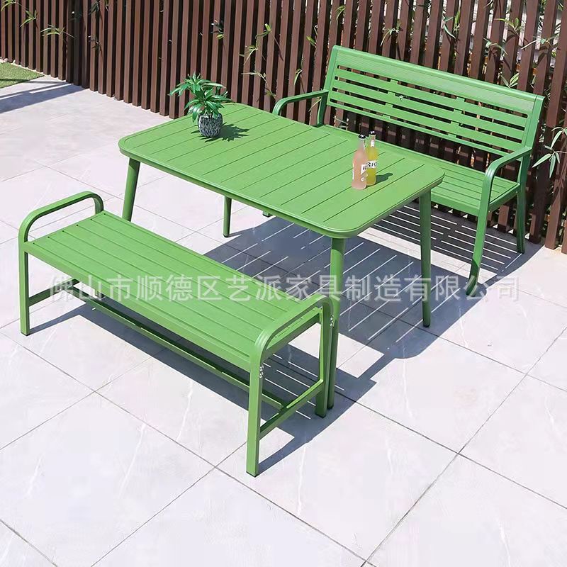 Outdoor Garden Courtyard Open-air Balcony Leisure Table and Chairs Outdoor Commercial Colorful Aluminum Alloy Table and Chairs Milk Tea Shop Chair Table