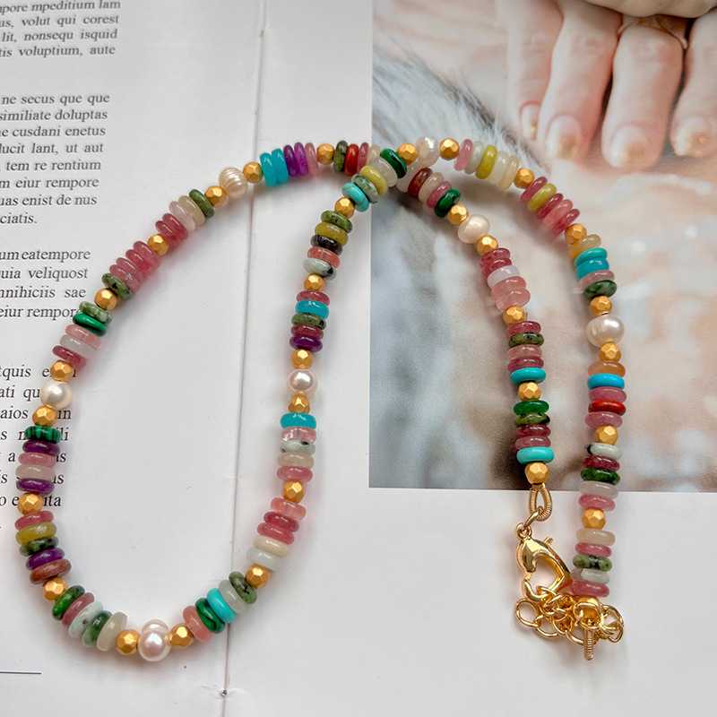 Holiday, Daily Occasion Simple Style Round Imitation Pearl Natural Stone Beaded Women's Bracelets Necklace