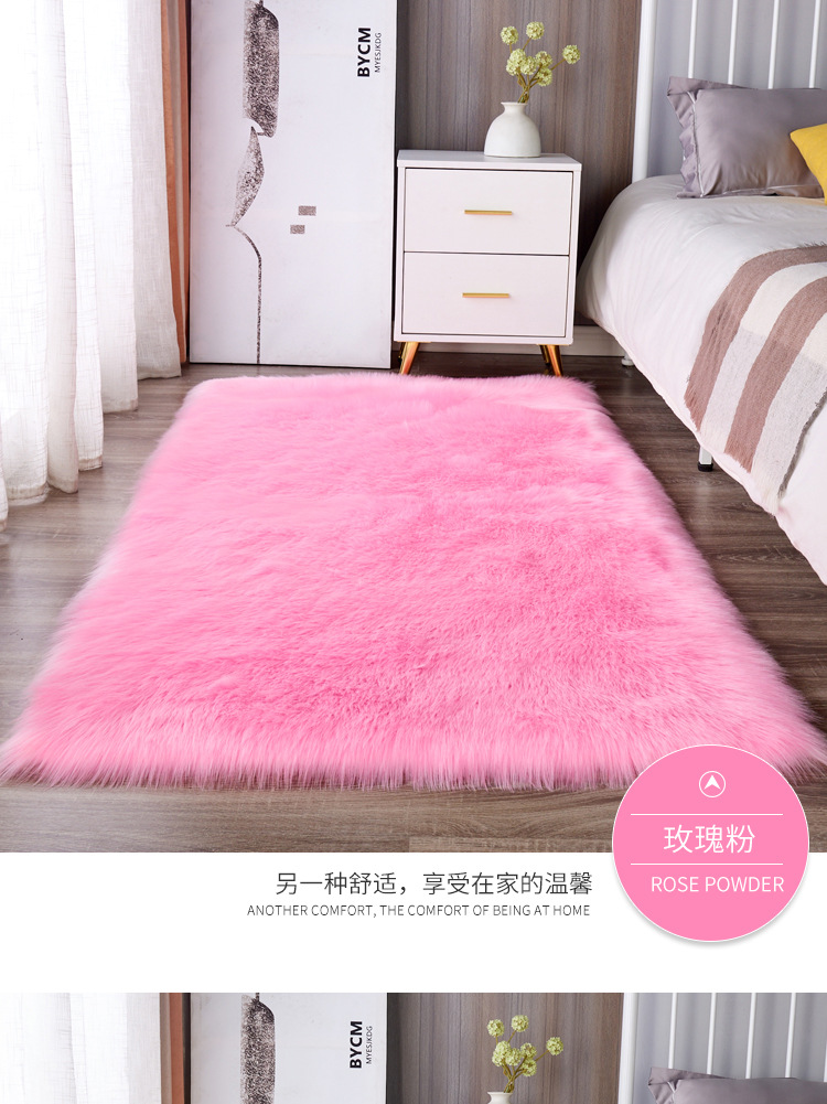 Long Plush Carpet in Orange Color for Bedroom, Bedside Rug, Living Room Coffee Table Mat, Floor Mat, and Window Decoration