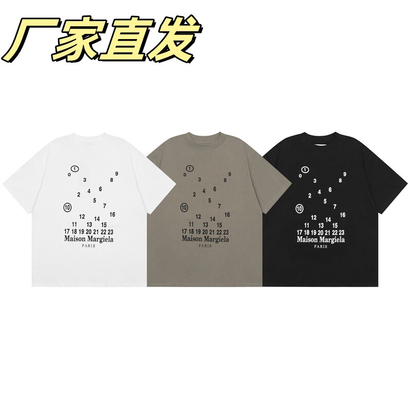Cross-Border Foreign Trade Specializes in Supplying Round-Neck Men's T-Shirts with Short Sleeves, Correct Version, High-Quality, Casual, Versatile Digital Tops in Stock