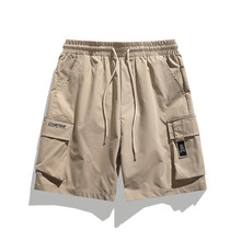夏季多口袋五分裤纯色美式宽松工装短裤男士5分休闲潮牌运动裤子