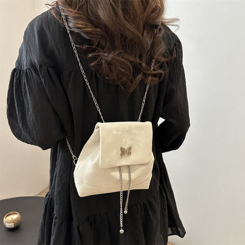 Korean version niche shoulder bag women's bag trendy summer butterfly chain small backpack fashion commuting backpack