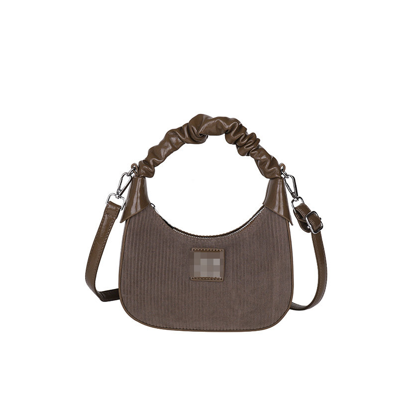 Bolsos de axila populares transfronterizos para mujer 2025 nuevo bolso de bola de masa de moda retro bolso de mensajero de un solo hombro plisado de terciopelo