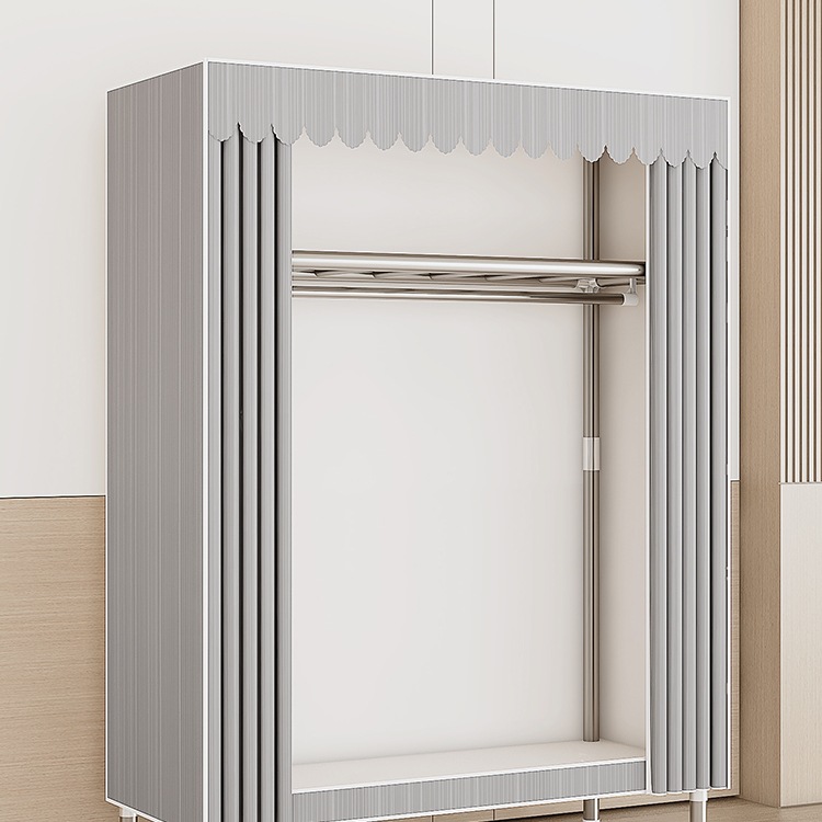 布衣柜加厚全钢架加粗衣柜家用卧室新款组合儿童简易衣柜出租房用