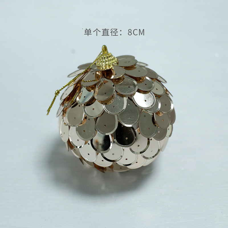 Decoraciones navideñas transfronterizas de 8cm redondas escamas de pescado navideñas vestidos de oro decoración láser bola colgante