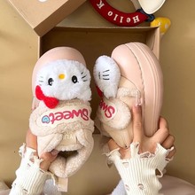 可爱卡通凯蒂猫加绒加厚雪地靴女2025冬季新款甜美蝴蝶结保暖棉鞋