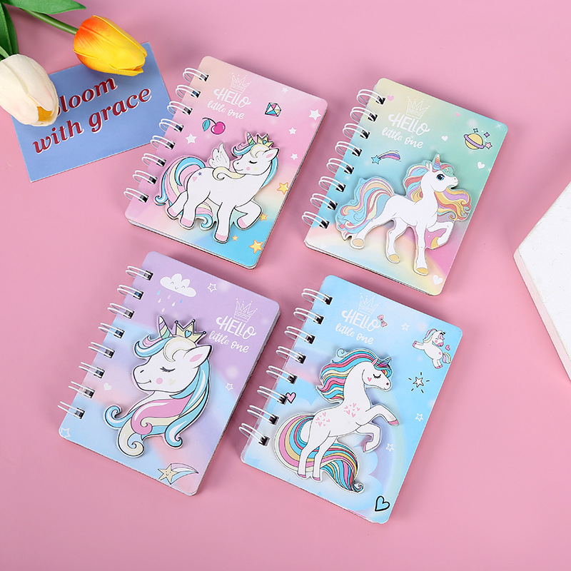 Notebook de hojas sueltas tridimensionales de unicornio de celebridades de Internet Cute Girl Heart Bobina Bloc de notas Mini libro de contabilidad manual Papelería