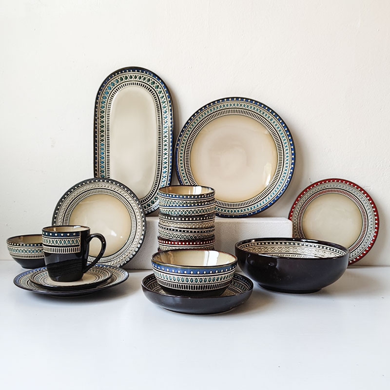 I6CV Danube River Retro Ceramic Bowl Set Home Personal Dinner Plate Plate Tableware Set Western Dinner Plate Set
