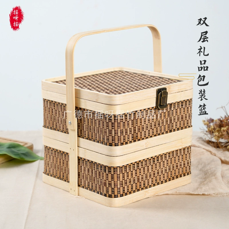 Подарочная коробка из бамбука на фестиваль середины осени, лункейки Mooncake, креативная подарочная коробка, орехи выпечка фрукты фрукты, Новый год, Bamboo Basketball, упаковочная коробка