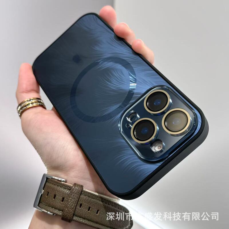 Suitable for iPhone 17 Pro Max Phone Case, Feather Yarn Magnetic Suction with Lens Film, Skin-Feel Apple 16 Anti-Drop Protective Case