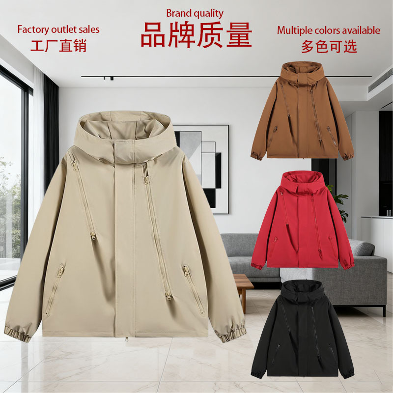 2025休闲男女外套风衣女秋冬新款外贸连帽青年防水运动风衣外套女